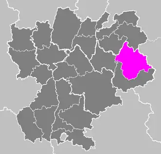 Arrondissement Albertville na mapě regionu Rhône-Alpes