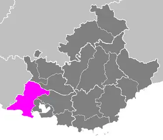 Arrondissement Arles na mapě regionu Provence-Alpes-Côte d'Azur