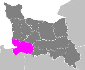 Arrondissement Avranches na mapě regionu Dolní Normandie