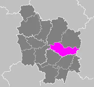 Arrondissement Beaune na mapě regionu Burgundsko