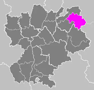 Arrondissement Bonneville na mapě regionu Rhône-Alpes