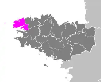 Arrondissement Brest na mapě regionu Bretaň
