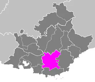 Arrondissement Brignoles na mapě regionu Provence-Alpes-Côte d'Azur