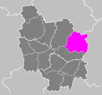 Arrondissement Dijon na mapě regionu Burgundsko