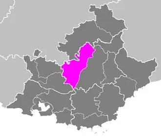 Arrondissement Forcalquier na mapě regionu Provence-Alpes-Côte d'Azur