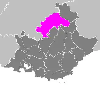 Arrondissement Gap na mapě regionu Provence-Alpes-Côte d'Azur