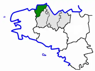 Arrondissement Lannion na mapě regionu Bretaň