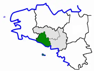 Arrondissement Brest na mapě regionu Bretaň