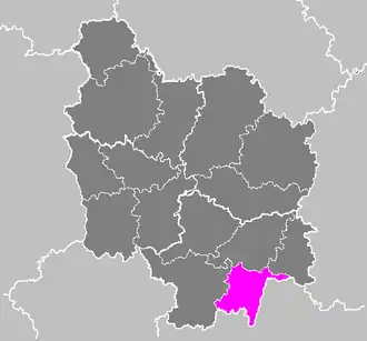 Arrondissement Mâcon na mapě regionu Burgundsko