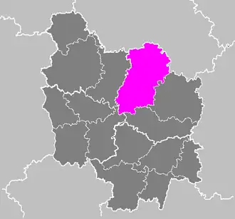 Arrondissement Montbard na mapě regionu Burgundsko