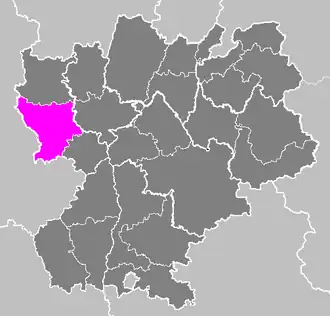Arrondissement Montbrison na mapě regionu Rhône-Alpes