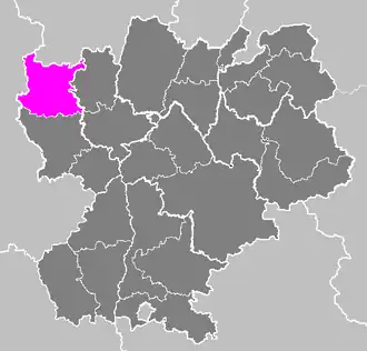 Arrondissement Roanne na mapě regionu Rhône-Alpes