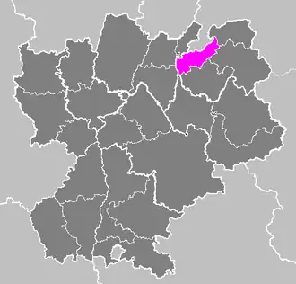 Arrondissement Saint-Julien-en-Genevois na mapě regionu Rhône-Alpes