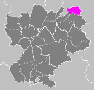 Arrondissement Thonon-les-Bains na mapě regionu Rhône-Alpes