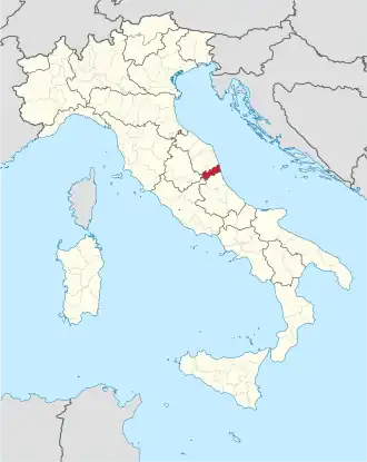 Provincie Ascoli Piceno na mapě Itálie