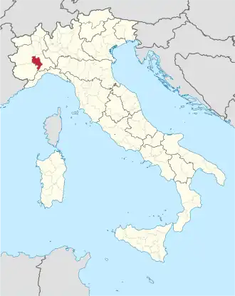 Provincie Asti na mapě Itálie