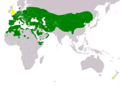 Mapa s rozšířením sýčka obecného