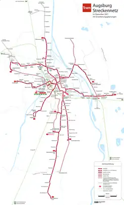 schéma tramvajové sítě v červnu 2020