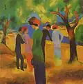 August Macke: Dáma v zelené bundě (1913)