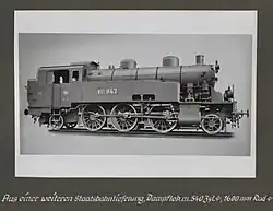 Lokomotiva pro Bádenské státní dráhy VIc 947 (výr.č. 2531 z roku 1917), později DRG 75 473