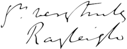 Lord Rayleigh – podpis