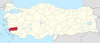 Aydınská provincie na mapě Turecka