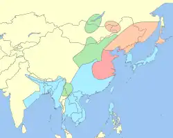 Maximální areál výskytu: Celoroční výskyt Hnízdiště Protahuje Výskyt mimo hnízdní období