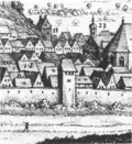 Bürgerturm na nákresu města z roku 1642