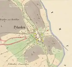 Běhánky na katastrální mapě z 19. století