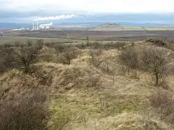 Vrchol kopce s Elektrárnou Počerady v pozadí