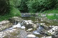 Ústí potoka Kychová do Vsetínské Bečvy v Huslenkách na Bařinách