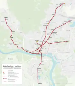 Schéma tramvajových tratí v Bratislavě