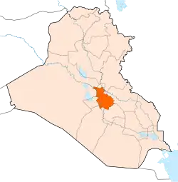 Umístění guvernorátu Bábil v Iráku