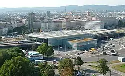 Nádraží Praterstern od jihovýchodu (Prater – obří kolo)