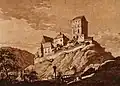 Karlštejn (kolem 1790) lept, akvatinta, papír