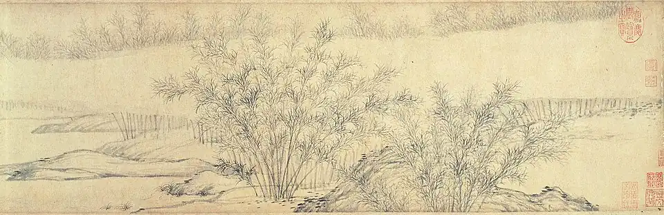 Bambusový les v mlze ve sbírce Národního palácového muzea