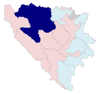 Poloha regionu na mapě Bosny a Hercegoviny