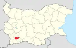 Obština na mapě Bulharska