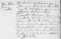 Záznam o křtění z roku 1697