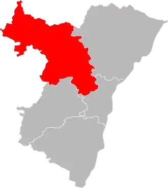 Arrondissement Saverne na mapě departementu Bas-Rhin
