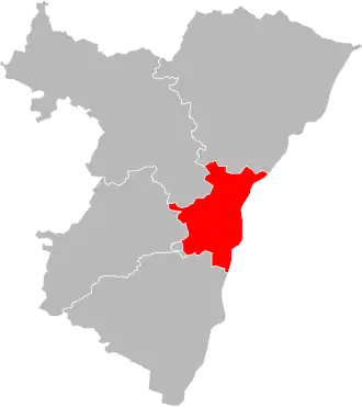 Arrondissement Štrasburk na mapě departementu Bas-Rhin