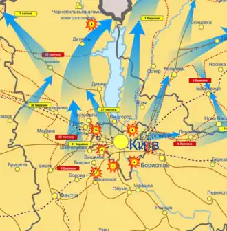 Postup ukrajinských jednotek na území, z kterého ustoupila ruská armáda.