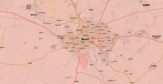 Aktualizovaná mapa pouličních bojů v Mosulu