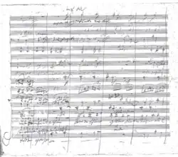 Strana z rukopisné partitury
