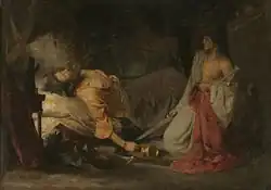 Bela Čikoš Sesija, Judita i Holoferno, uhel na kartonu, 1892