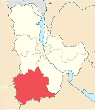 Poloha rajónu v Kyjevské oblasti