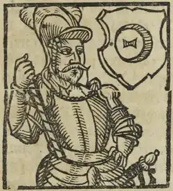 Beneš z Veitmile (kresba B. Paprockého, Zrcadlo slavného Markrabství moravského, 1593)