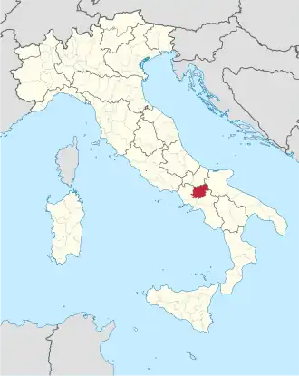 Provincie Benevento na mapě Itálie
