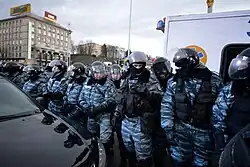 Členové Berkutu na kyjevském Náměstí Nezávislosti, 29. listopadu 2013