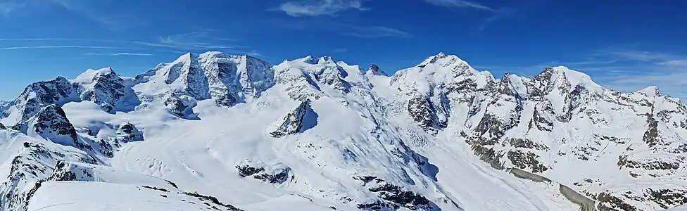 horská skupina Bernina, pohled z Munt Pers